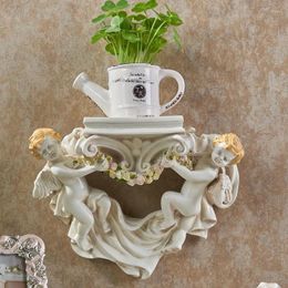 Decorative Plates Modern Wall Shelves Angel State Sculpture Living Room Hanging Shelf Vase Storage Rack Resin Crafts Holder