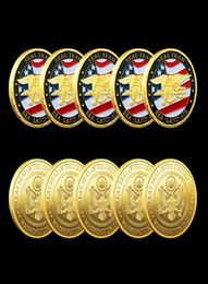 5PCS Arts and Crafts US Army Gold Plated Souvenir Coin USA Sea Land Air Of Seal Team Challenge Coins Department Navy Military Badg4138202