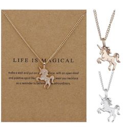 New Fashion Women Unicorn Horse Pendant Necklace Plating Chain Choker Christmas Jewellery Lovely Gift 7626668