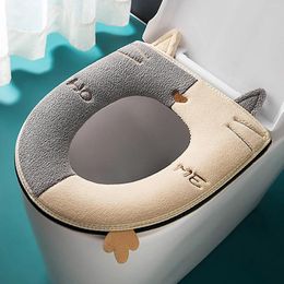 Toilet Seat Covers Bathroom Cover Pads Soft Warmer Cushion Stretchable Washable Fibre Cloth Easy Heated Rug
