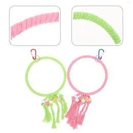 Other Bird Supplies 2pcs Cotton Rope Parrot Chewing Toy Hanging Standing Ring Cage Plaything