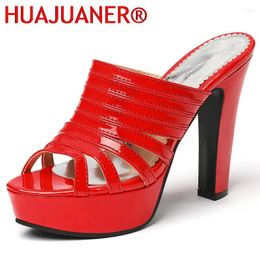 Slippers Women Summer 2024 High Heels Sandals Ladies Luxury Platform Mules Shoe Woman Black White Red Party Shoes Large Size