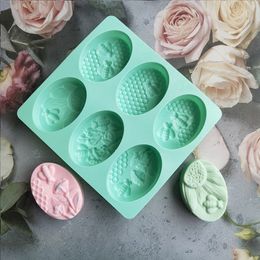 1Pc 6 Cell Honeycomb-shaped DIY Cake Moulds Oval Bee Shaped Ice Cream Jelly Pudding Soap Cake Mould Home Kitchen Baking Tools