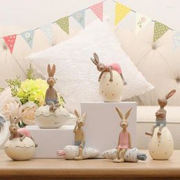 Decorative Figurines Easter Day Resin Rabbits Creative Home Furnishing Ornaments Window Display Perfect Gift American Rural Style Top