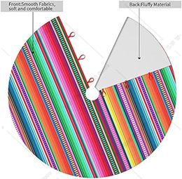 Christmas Tree Skirt Mexican Serape Stripe Colourful Holiday Decorations for Festive Party Indoor Outdoor Xmas Ornaments