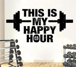 This Is My Happy Hour Fitness Wall Decal Gym Quote Wall Sticker Workout Bodybuilding Bedroom Removable House Decor S173 2106156351204