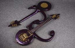 1993 Rare Purple Prince Symbol Guitar Floyd Rose Tremolo Bridge Gold Hardware custom made Abstract Symbol Purple Rain Guitar facto2013047