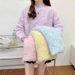 Women's Sweaters Autumn Winter Women Loose Sweater Knitting Crop Tops Fashion Female Long Sleeve O-neck Vintage Casual Pullover Knitted