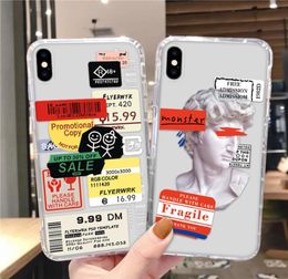 Retro Bar Code LabeCell Phone Cases lWith Airbag Covers For iPhone 12 11 Pro Max XR XS X 8 7 6 Plus Soft TPU Cover Whole DHL f6840805