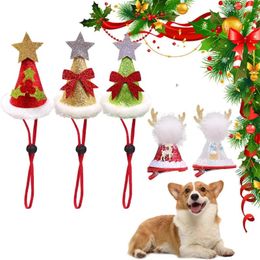 Dog Apparel Bow Knot Hat Funny Elk Shape Dacron Pet Hair Clip Snowflake Decoration Cat And Headgear Christmas