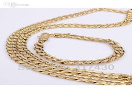 Fashion New 14K Yellow Gold Filled Men Necklace Bracelet Set Single Curb Chain GF Sets 62g5596115