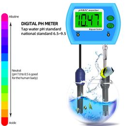 1 PCS 2 In 1 PH / EC Meter Water Quality Tester Multi-Parameter Water Quality Monitor Acidometer For Aquarium EU Plug