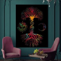 Tree of Life Art Canvas Painting Print Vintage Poster Abstract Tree Wall Picture for Living Room Home Decor Cuadros