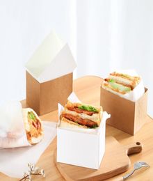 Kraft Paper Sandwiches Wrapping Box Thick Egg Toast Bread Breakfast Packaging Boxes Burger Teatime Tray SN44742575598
