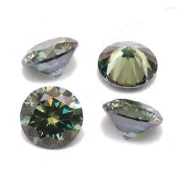 느슨한 다이아몬드 Moissanite Stone Rond Emerald Green Gemstones 5mm 0.5ct 근접 Make Jewelry DIY 드롭 배달 OTQFU