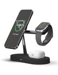 Magnetic 15W Wireless Charger 3 in 1 Fast Charging Stand for Smart Watch Smart phone Earbuds1336453