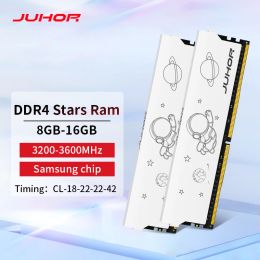 RAMs JUHOR Desktop Memory DDR4 8GB 16GB 3200MHz 3600MHz 16GBX2 8GBX2 New Dimm Memoria Rams