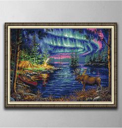 Northern lights Handmade Cross Stitch Craft Tools Embroidery Needlework sets counted print on canvas DMC 14CT 11CT Home decor pain7499497
