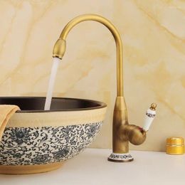 Bathroom Sink Faucets European Cross Kitchen Washing Basin And Cold Water Mixing Faucet Retro Swivel Full Copper