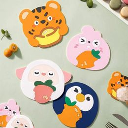 Table Mats Silicone Cartoon Mat Reliable Animal Heat Insulation Placemat High Temperature Resistant Anti-Scalding Tea Plate