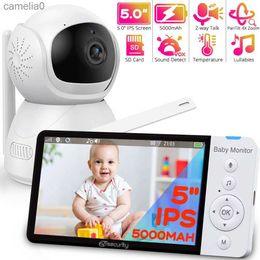 Baby Monitors 5-inch baby monitor with camera 5000mAh battery IPS screen electronic nanny 2-way audio night vision nanny video monitorC240412