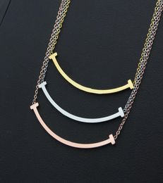 New Arrive Fashion Classic Lady 316L Titanium steel Lettering 18K Plated Gold Necklaces With Double Pendant 3 Colour M Size7184398