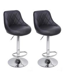 WACO Modern Bar Stools High Tools Type 2pcs Adjustable Chair Disk Rhombus Backrest Design Dining Counter Pub Chairs Black286M6942792
