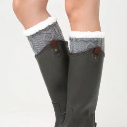 Knitted Ankle Leg Warmers Gifts Thickened Fleece Knee Warmers Woollen Crochet Boot Cuffs Toppers Socks Women