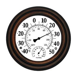 20CM Indoor Outdoor Thermometer Hygrometer Temperature Humidity Metre Wall Clock Thermometer for Home Decor No Battery Required