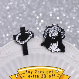 Jesus Crown Of Thorns Cross Enamel Pin Christianity Brooches Decorative Lapel Badge Easter Jewelry Gift Backpack Pin Wholesale