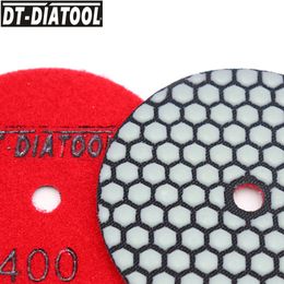DT-DIATOOL 6/12pcs Grit #400 Dry Polishing Pads Resin Bond Flexible For Marble Ceramic 4"/100mm Granite Sanding Disc