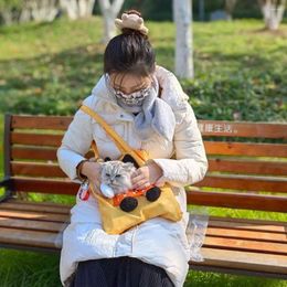 Cat Carriers Funny Outdoor Bag Portable Breathable Dog Carrier Bags One-shoulder Canvas Pet Handbag Small