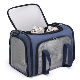 Pet Cat Bag Portable Folding Porous Breathable Cat Cage Wear-resistant Durable Oxford Cloth Diagonal Travel Outgoing Handbag