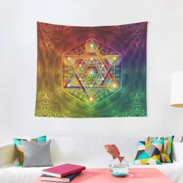 Tapestries Metatron's Cube With Merkabah And Flower Of Life Tapestry Wallpaper Bedroom Room Ornaments Decoration Home