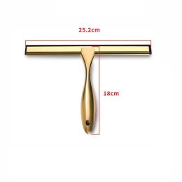 Gold Shower Squeegees with Self Adhesive Hook for Shower Doors Bathroom Kitchen Car Mirror Glass Cleaning Brush Wiper Scraper