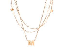 online titanium stainless steel neklace women fashion mutillayer design letter M pendants charm necklace ladies party accessories91602964