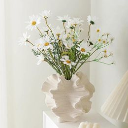 Vases Ceramic Coral Vase Nordic Art Beige Matte Container For Flower Pampas Grass Plant