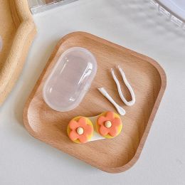 Portable Mini Glasses Contact Lens Case Beauty Pupils Lenses Case Girl Colored Flower Cute Contact Lense Holder Container Box