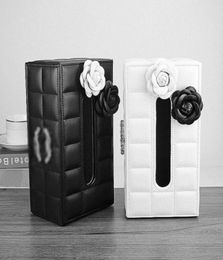 Fashion style Bright drill the texture of paper towel box Luxurys designers camellia tissue boxs1016564