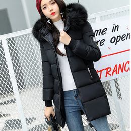 2023 Winter Parkas Women's Long Padded Casual Loose Slim Fur Hooded Jacket Elegant Slim Thick Warm Parka Down Coats Female