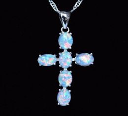 Cool Design White Blue Fire Opal Pendant Necklace841962304333810