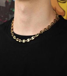 18 22inches 8mm cuban link chain necklace for men luxury designer mens hip hop necklace stainless steel silver gold chains necklac3277861