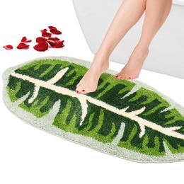 Carpets Green Leaf Mat Non-Slip Banana Shaped Bathroom Ultra-Absorbent Rug Soft Microfiber Door Machine Washable