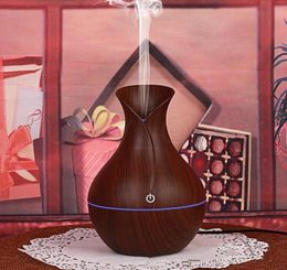 Wood Grain Essential Humidifier Aroma Oil Diffuser Ultrasonic Wood Air Humidifier USB Mini LED Lights Mist Maker For Home Office T1230400