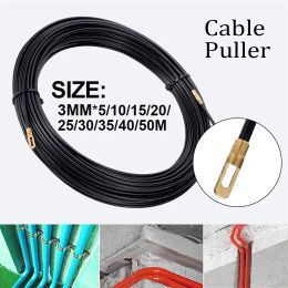 3MM Cable Push Puller Fibreglass Black Electric Guide Device Duct Snake Rodder Fish Tape Wall Wire Conduit 5 Metre to 40 Metre