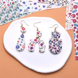 SNASAN DIY Sumptuous Flower Watercolor Transfer Paper Soft Pottery Polymer Clay Pendants Eearrings Jewelry Making Tool