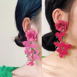 Bohemian Hand-Woven Rice Beads Flower Tassel Earrings for Women Female Bride Earrings Wedding Daily Jewelry Pendant Gift