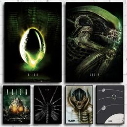 Classic Movies Retro 80s Alien Glowing Canvas Poster Prints Photo Portrait Pictures Cafe Wall Art Living Room Home Decor Mural