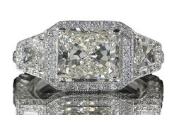 Size 610 Unique Wedding Rings Luxury Jewelry 925 Sterling Silver Princess Cut White Topaz Large CZ Diamond Gemstones Eternity Wom9309177