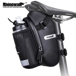 Rhinowalk Bike Saddle Bag Seat Bag With Water Bottle Holder Cycling For Road/MTB/Foldable Bike 1L Big Capacity Bicycle Tool Bag
